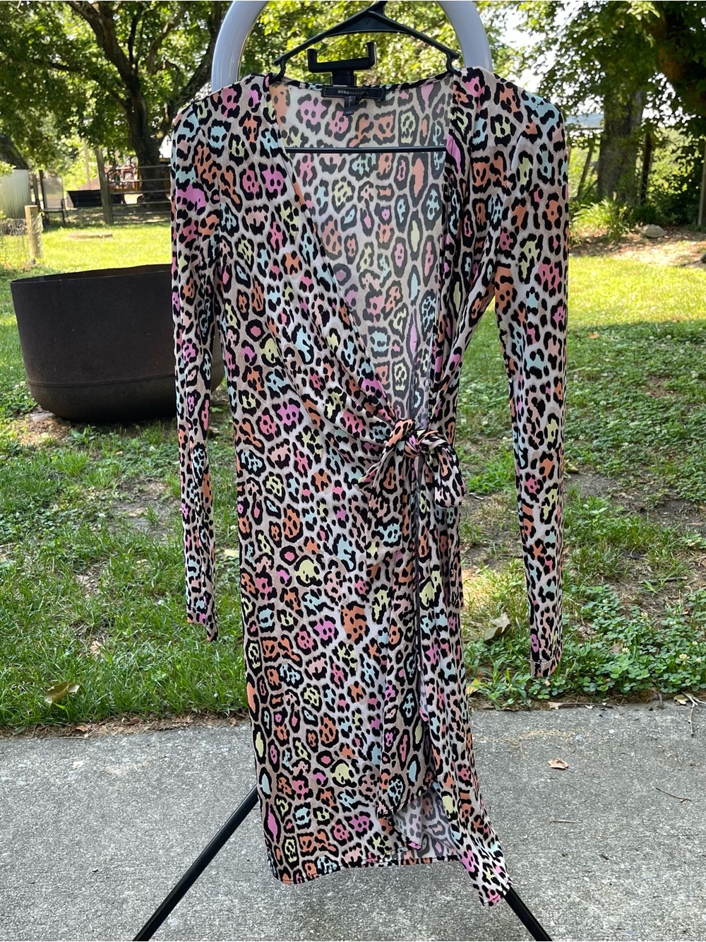 BCBGMAXAZRIA Colorful Leopard Print Wrap Dress Size XXS